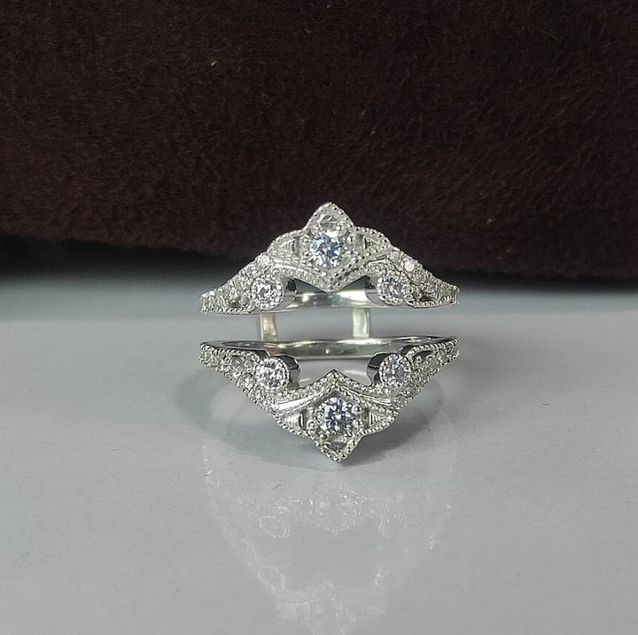 Vintage Diamond Enhancer Wrap Engagement Wedding Band Ring-Ring Wrap Enhance-AJUKEnterprise