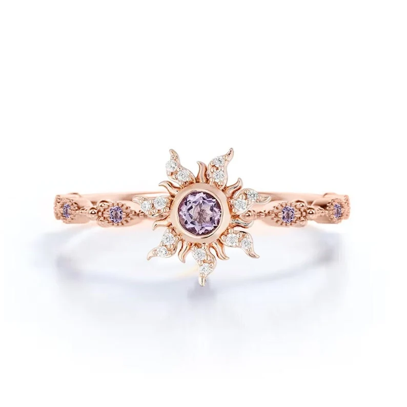 Lost Princess Magic Sunflower Engagement Ring in Rose Gold