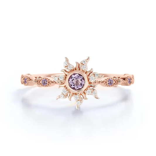 Lost Princess Magic Sunflower Engagement Ring in Rose Gold