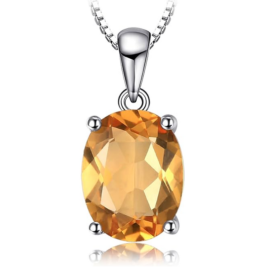 Citrine Solitaire Pendant Necklace in 18" November Birthstone Necklace