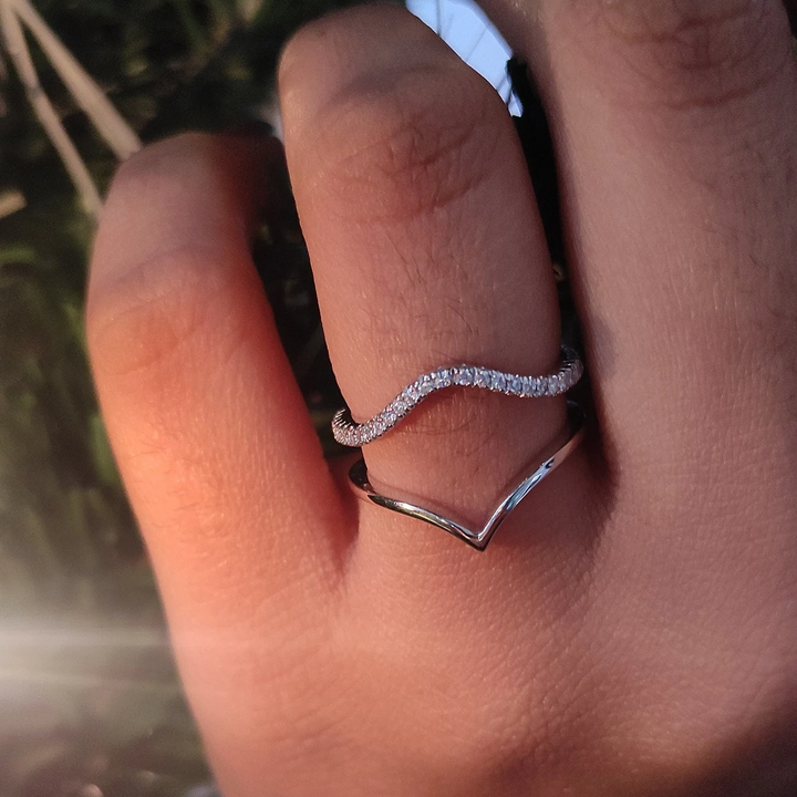 V-Shaped Wrap ring Jacket in 925 Sterling SIlver - Special gift For her