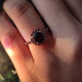 Brown Diamond Halo Engagement Ring in 14K Rose Gold Finish Perfect Gift For Her - Proposal Ring