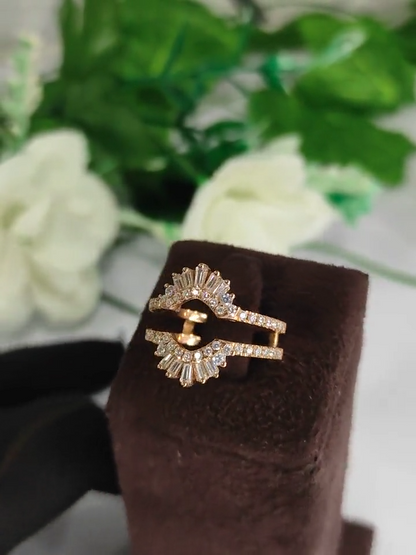 Art deco Round & Baguette Cut Diamond Ring Enhacer For Wedding-Ring-AJUKEnterprise