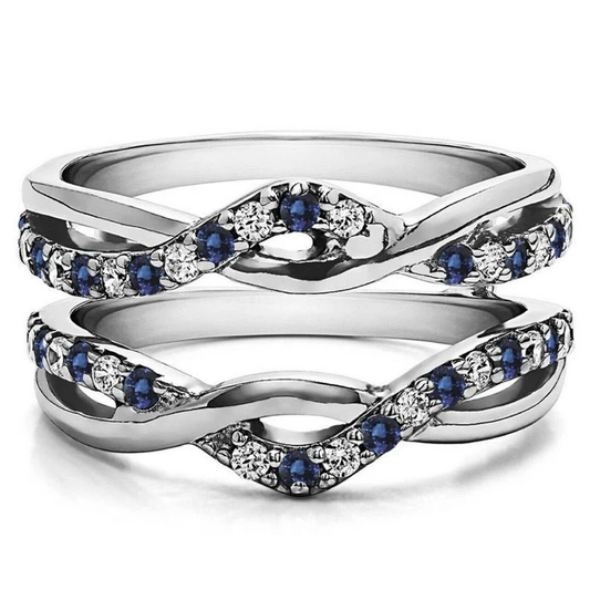 Blue Sapphire Enhancer Engagement Wrap Ring 925 Sterling Silver Ring jacket Gift For her-Ring-AJUKEnterprise